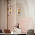 Metal Modern Glass Shade Chandelier Cylinder Pendant Lamp